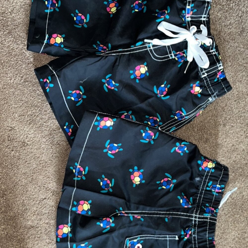 NWT Boys Turtle swim trunks w/ built in briefs